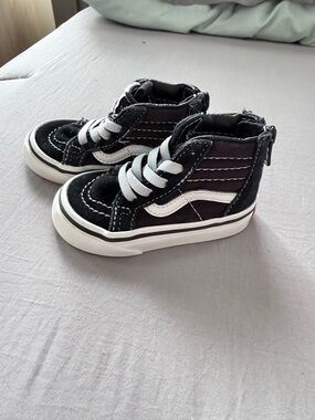 Vans Kids Black and White High-Top Sneakers
